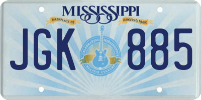 MS license plate JGK885