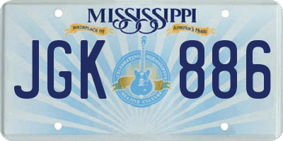 MS license plate JGK886