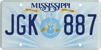 MS license plate JGK887