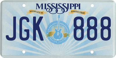 MS license plate JGK888