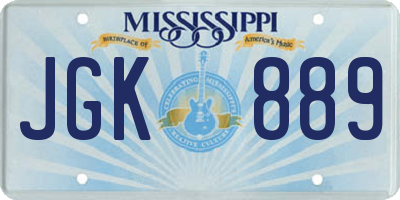 MS license plate JGK889