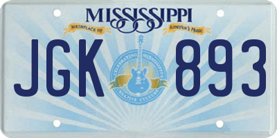 MS license plate JGK893