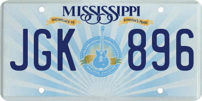 MS license plate JGK896