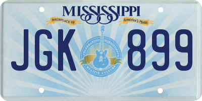 MS license plate JGK899