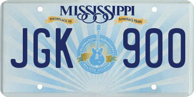 MS license plate JGK900