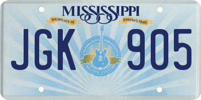 MS license plate JGK905