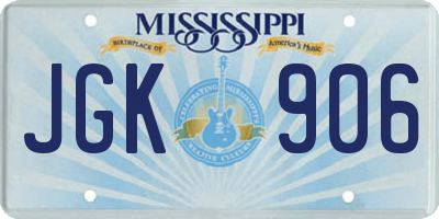 MS license plate JGK906