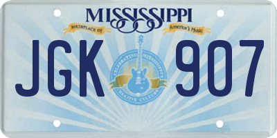 MS license plate JGK907