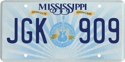 MS license plate JGK909