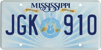 MS license plate JGK910