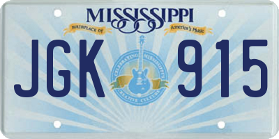 MS license plate JGK915