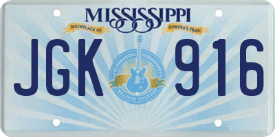 MS license plate JGK916