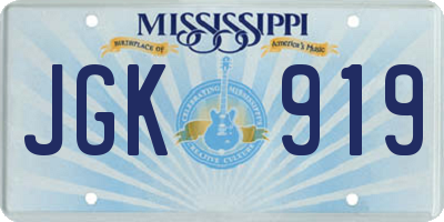 MS license plate JGK919