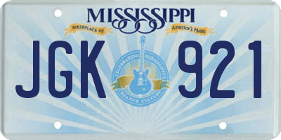MS license plate JGK921