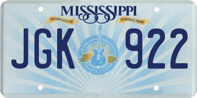 MS license plate JGK922