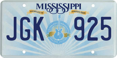 MS license plate JGK925