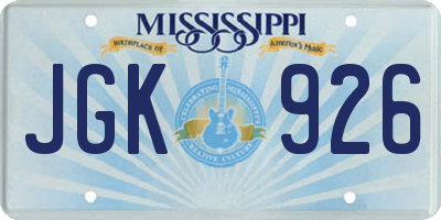 MS license plate JGK926