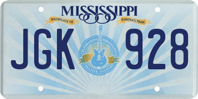 MS license plate JGK928