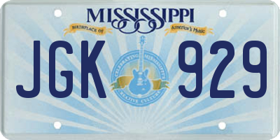 MS license plate JGK929
