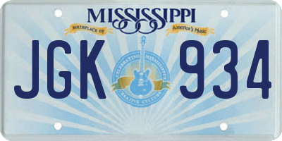 MS license plate JGK934