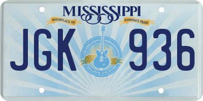 MS license plate JGK936