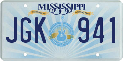 MS license plate JGK941