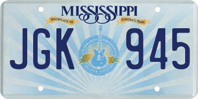 MS license plate JGK945
