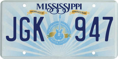 MS license plate JGK947