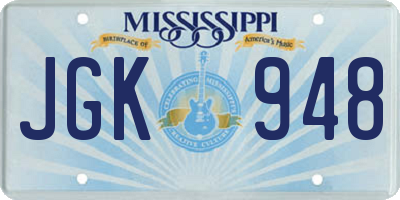 MS license plate JGK948