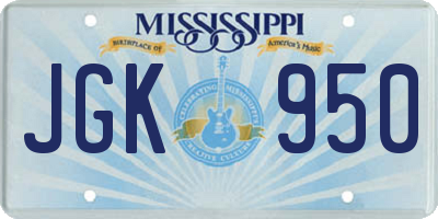MS license plate JGK950