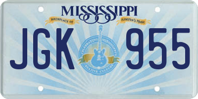 MS license plate JGK955