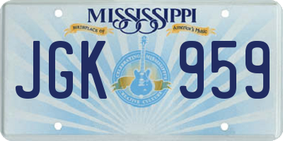 MS license plate JGK959