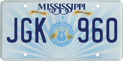 MS license plate JGK960