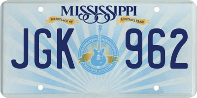 MS license plate JGK962