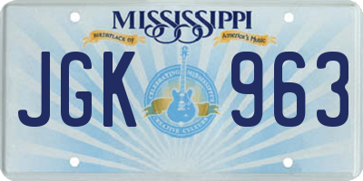 MS license plate JGK963