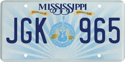 MS license plate JGK965