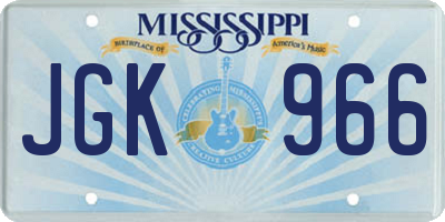MS license plate JGK966