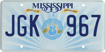 MS license plate JGK967