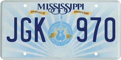 MS license plate JGK970