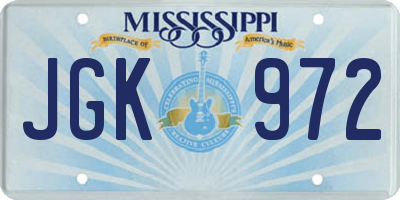 MS license plate JGK972