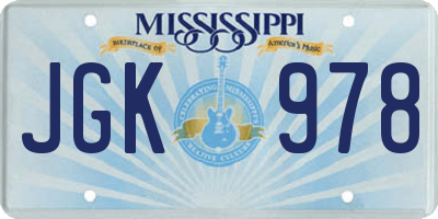 MS license plate JGK978