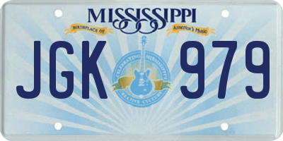 MS license plate JGK979