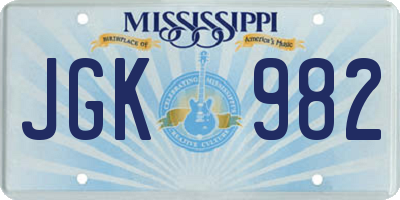 MS license plate JGK982