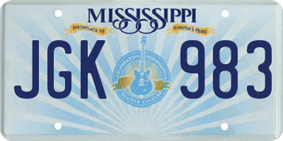 MS license plate JGK983