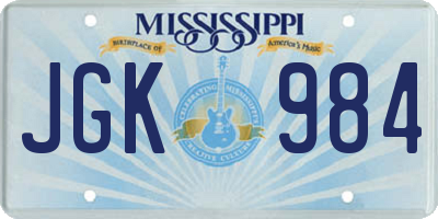 MS license plate JGK984