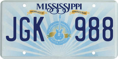 MS license plate JGK988