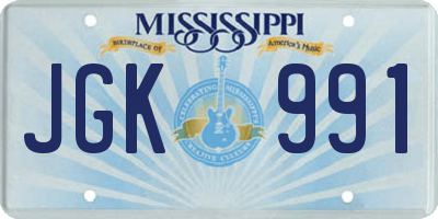 MS license plate JGK991