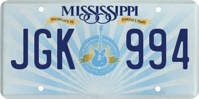 MS license plate JGK994