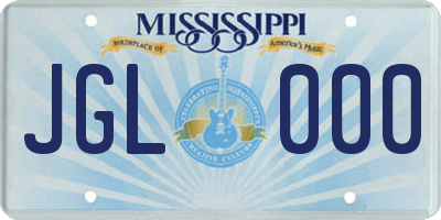 MS license plate JGL000