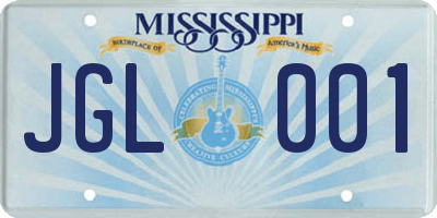 MS license plate JGL001